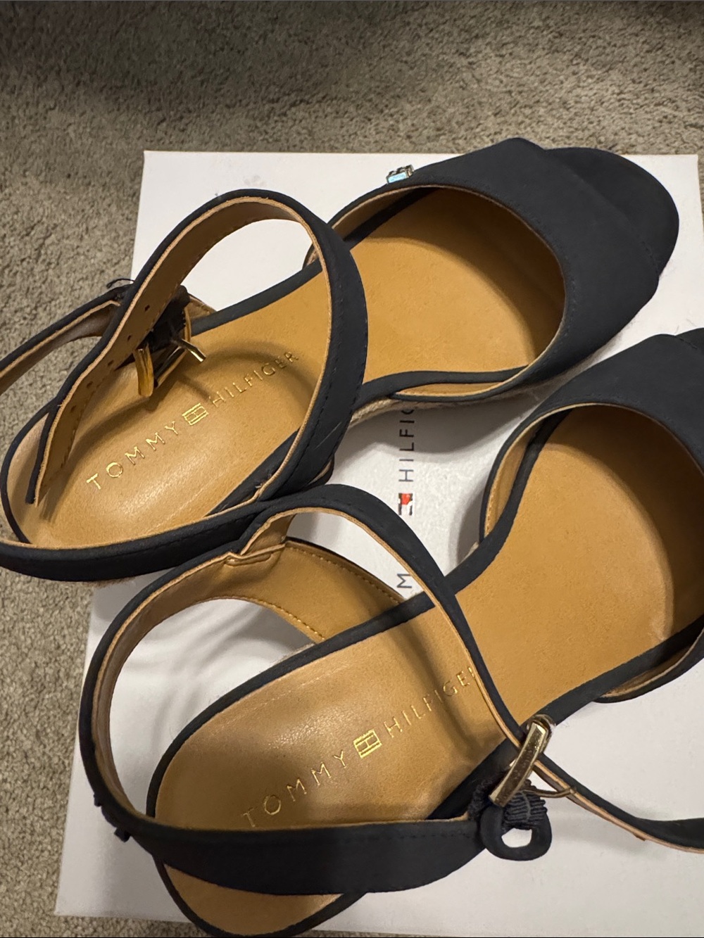 Tommy Hilfiger Navy Espadrille Wedge Sandals with Ankle Strap - Picture 10 of 12